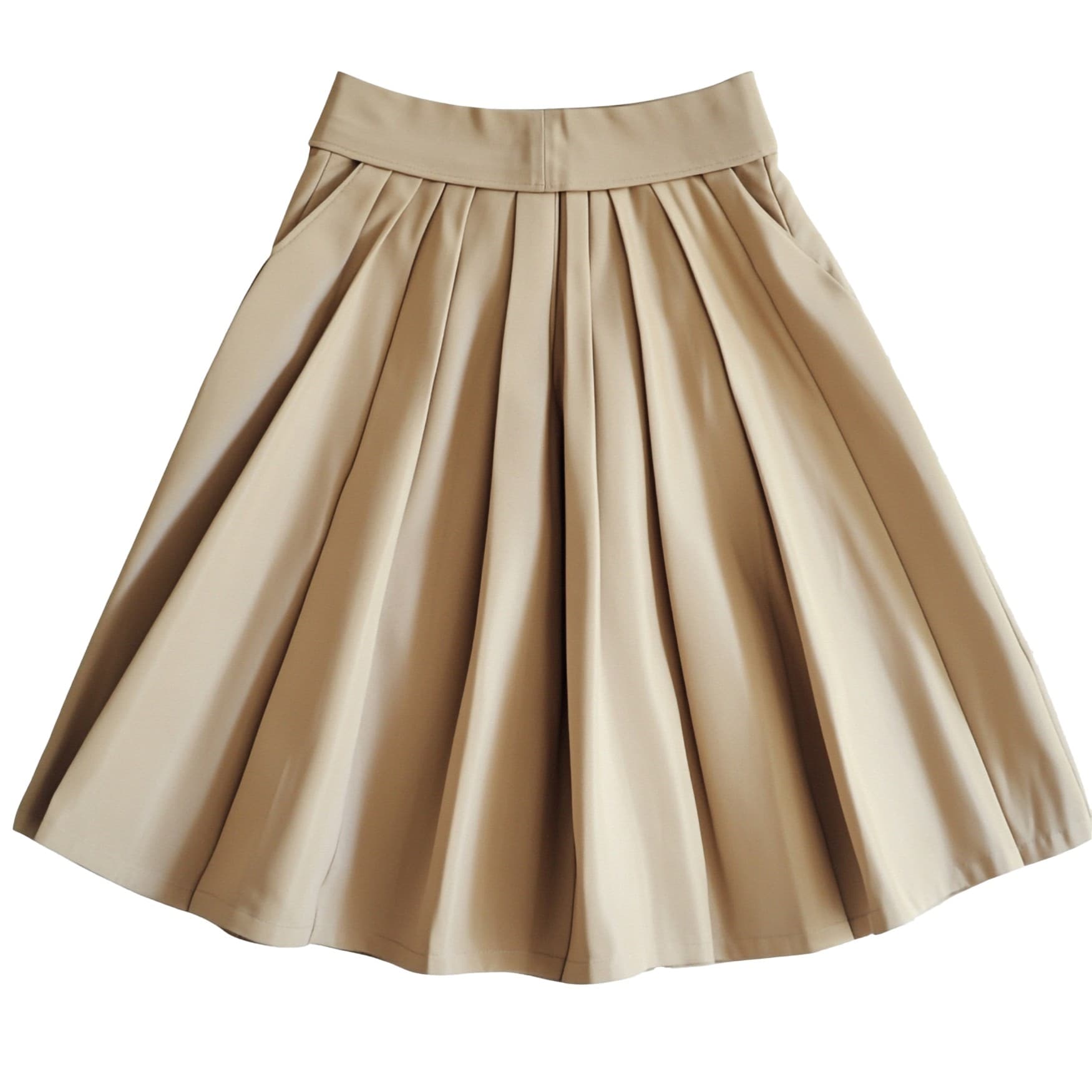 Light Brown Pleated Midi Skirt