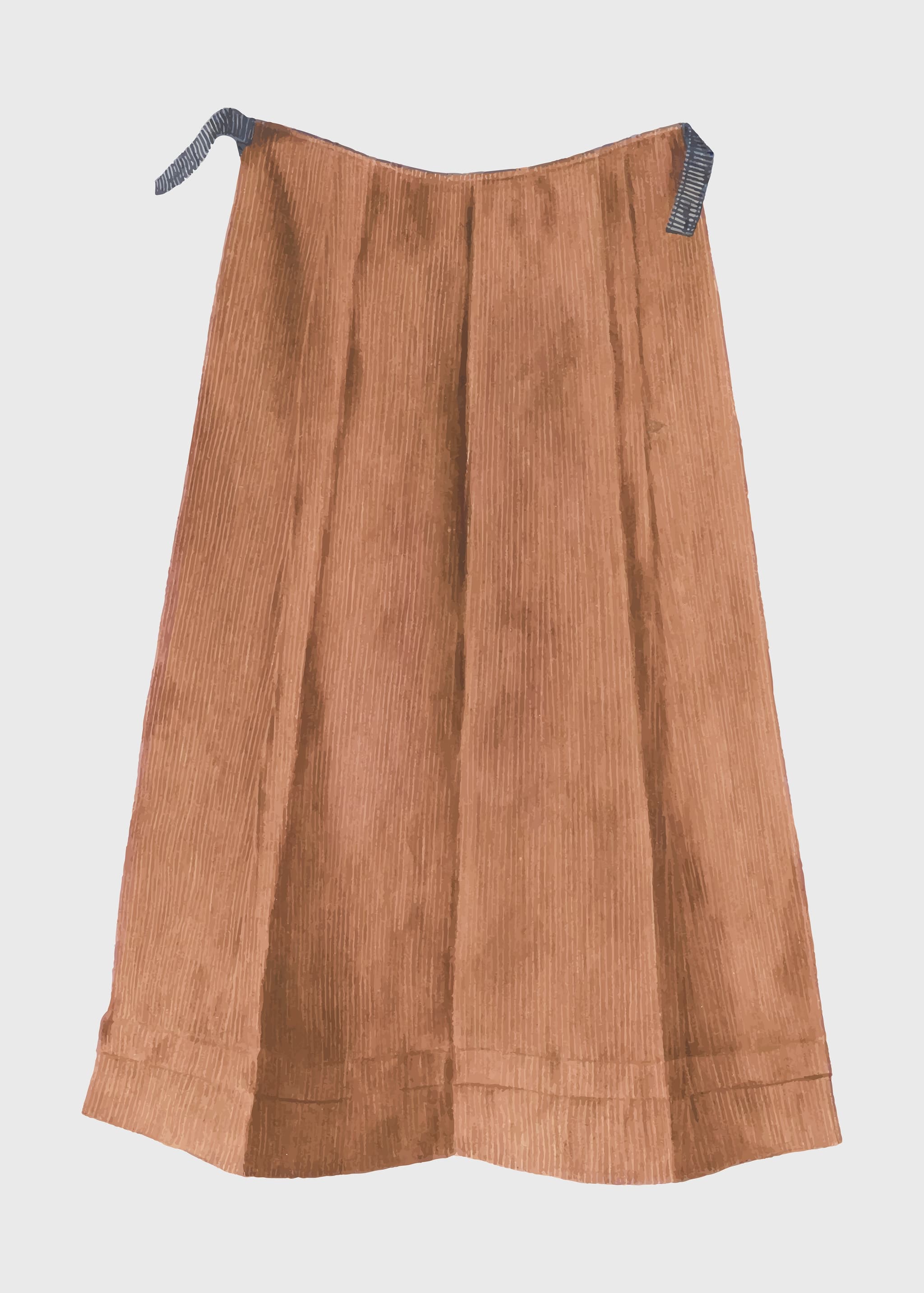 Brown Corduroy Midi Skirt